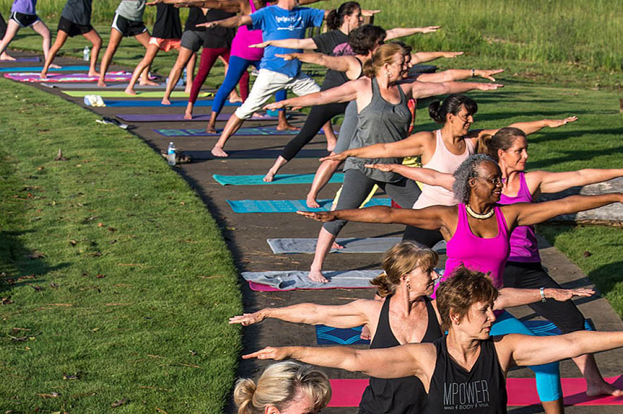 women doing yoga