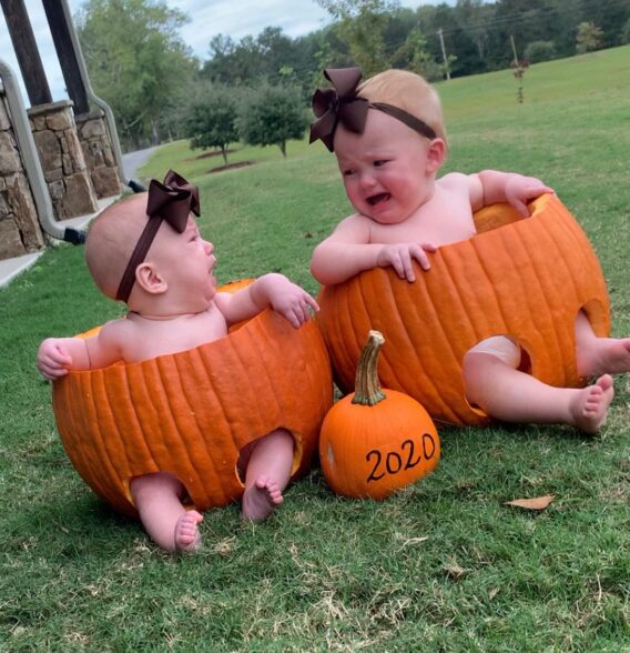 babies in pumpkins