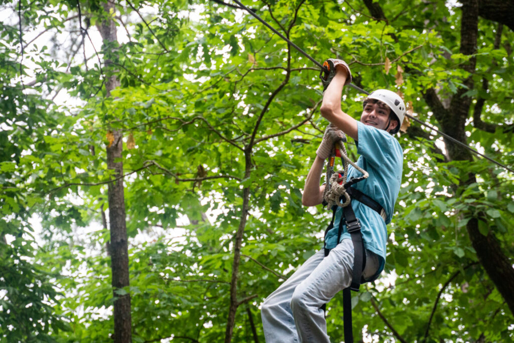 boy on zipline