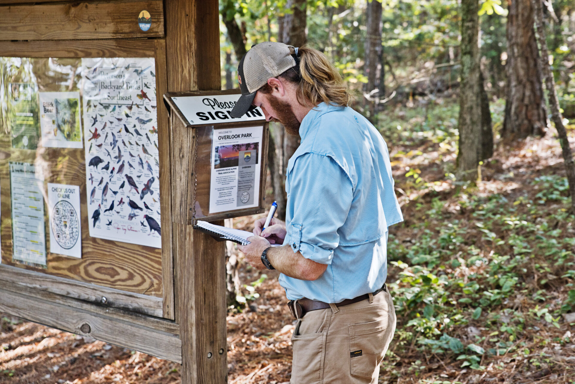 signing in at trailhead