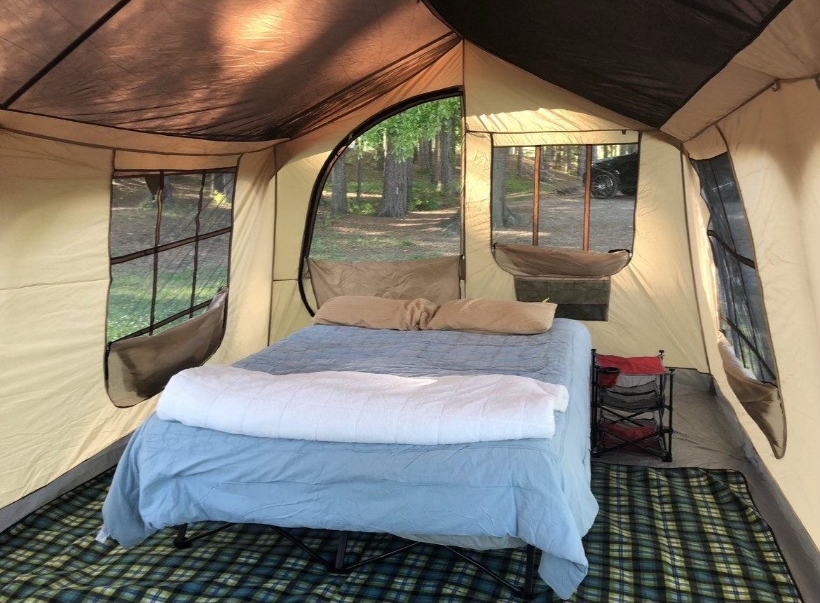 tent with bed