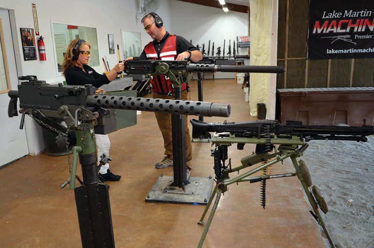 woman and man with gun