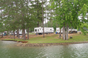 RV campers by water