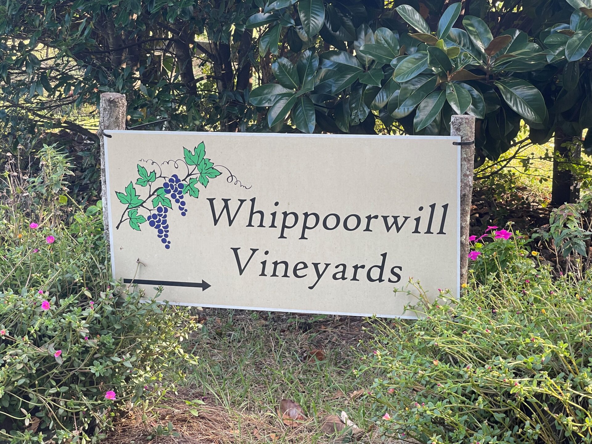 whippoorwill vineyards sign