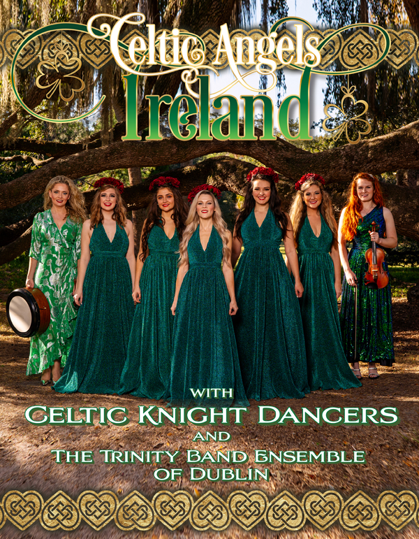 Poster for Celtic Angels Ireland, showing seven women in green dresses