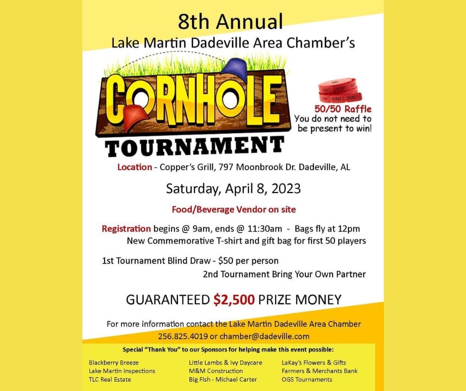 An annual lake cornhole tournament invitation