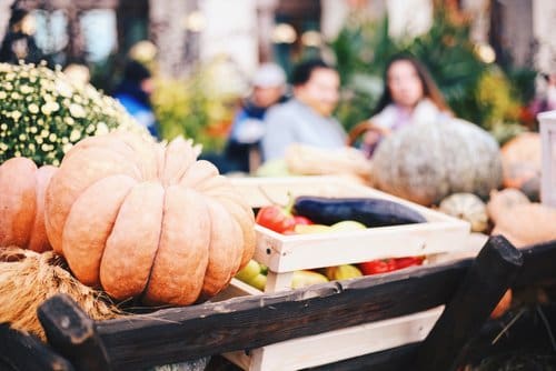 pumpkin on a cart