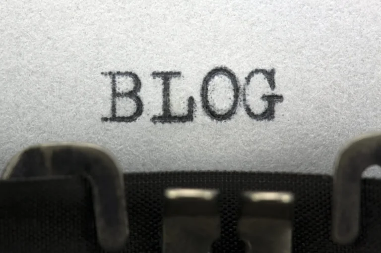 Closeup on the typewritten word "Blog"